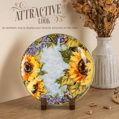 6-Inch Rustic Pine Wood Display Stand for Plates, Photos, and Books
