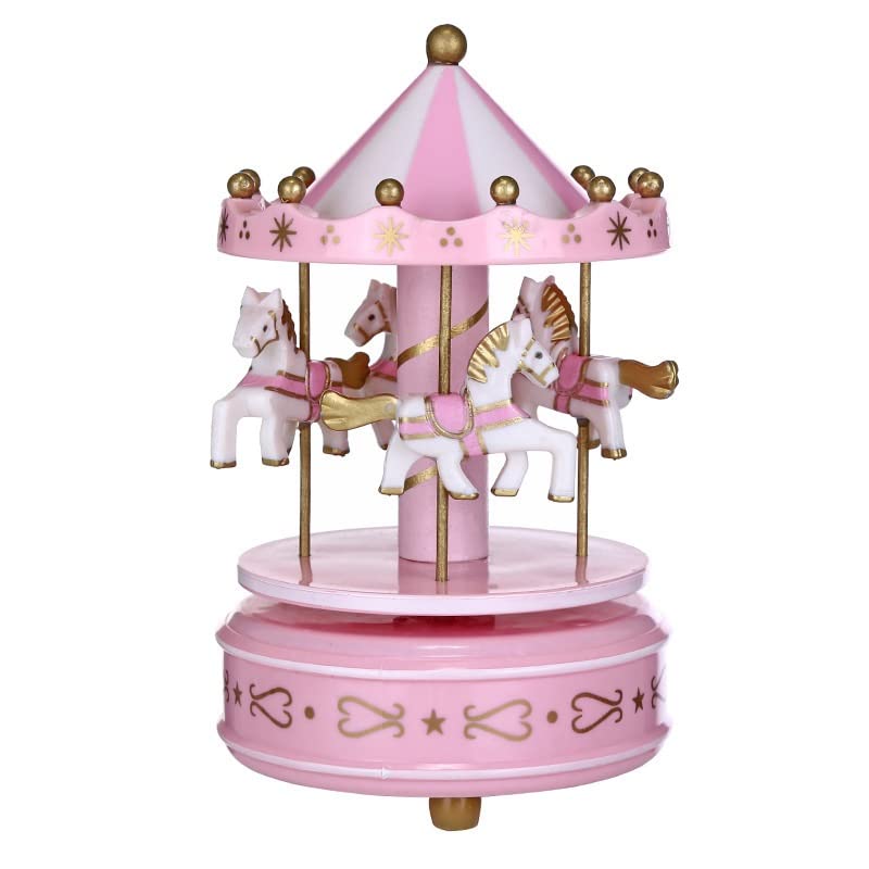 Carousel Music Box Pink Decorative Keepsake Gift for Birthdays and Weddings