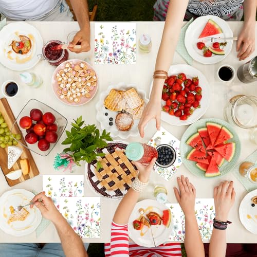 50 Pcs Wildflower Paper Napkins 13x13 Inch Floral Disposable Party Supplies