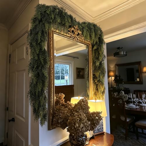 9ft Artificial Cedar Garland for Christmas Decor - Lush, Real Touch Greenery, 2-Pack
