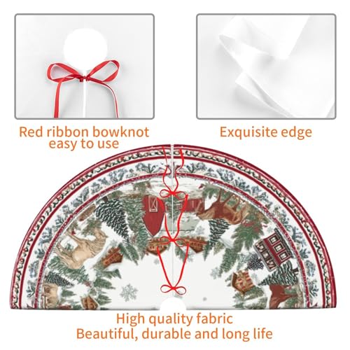 Horse Christmas Tree Skirt 36 Inch - Festive Holiday Xmas Tree Mat