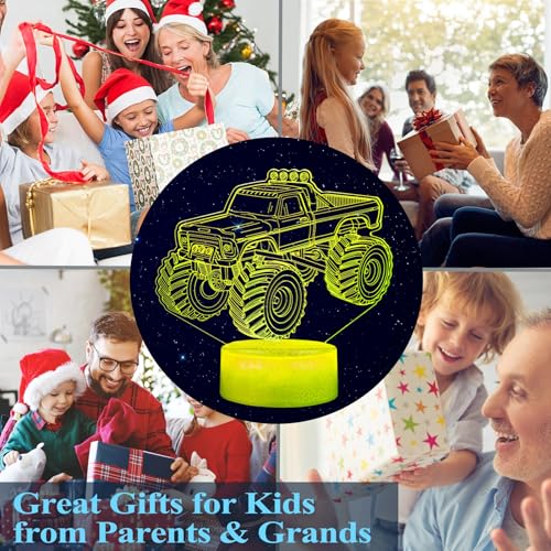3D Monster Truck Night Light with 16 Colors and Remote Control