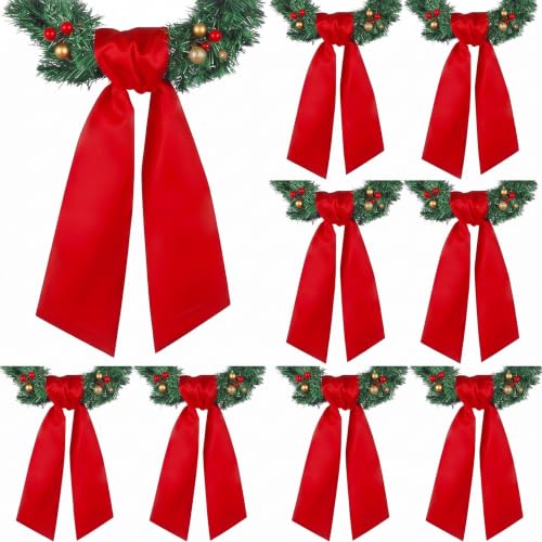 VitalCozy 8 Pack Red Christmas Wreath Sash 4.49 x 56.3 inches DIY Home Decor