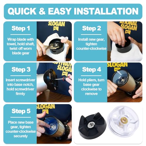 Blender Motor Base and Blade Gear Replacement Kit for 250W Models