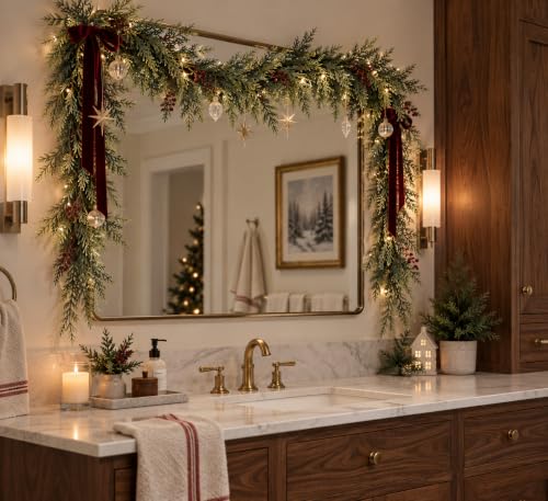 Senjie 6FT Real Touch Cedar Garland - Lush Christmas Decor, 6FT
