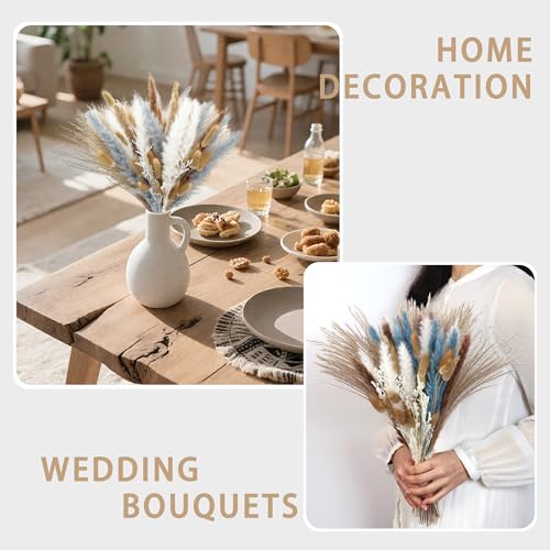 17-Inch Natural Dried Flower Bouquet, Boho Pampas Grass Arrangement