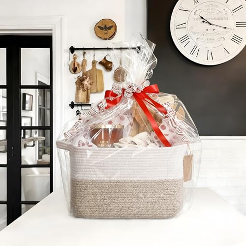 Woven Cotton Rope Storage Basket with Writable Labels 13x10x9