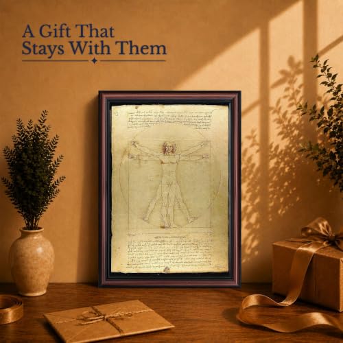Vitruvian Man Framed Wall Art, 11x14 Renaissance Anatomy Print