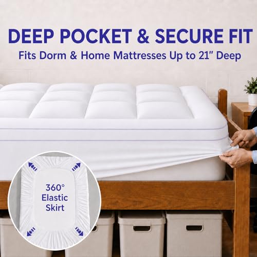 Twin XL Mattress Topper - 3 Inch Dual Layer Memory Foam for Comfort