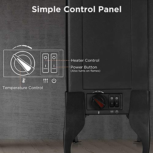 Compact Electric Fireplace Stove Freestanding Heater with Realistic Flame