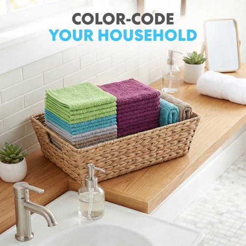 Simpli-Magic 12x12 Cotton Washcloths Pack of 50 – Multicolor, Soft & Absorbent