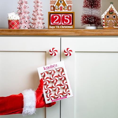 Knobēz Red Peppermint Decorative Knob Covers (12 Pack) – Fits 1" to 1 3/8" Knobs