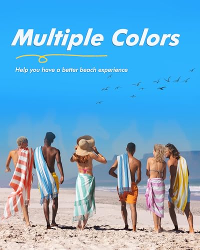 Oversized Turkish Beach Towel, 74x38 Inch Striped Quick-Dry Cotton Blanket