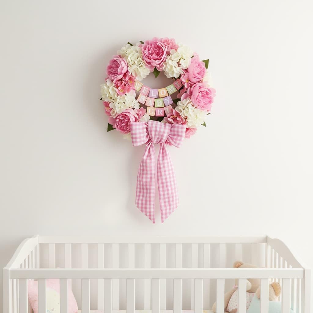 Skiennix Pink Plaid Wreath Sash - Versatile Front Door Decoration for Weddings & Holidays | Indoor/Outdoor Farmhouse Decor