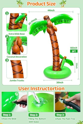 5.5ft Inflatable Palm Trees (2 Pack) - Hawaiian Luau Party Decorations