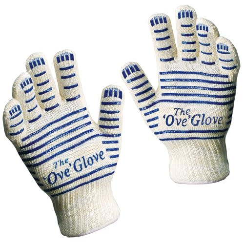 Heat Resistant 5-Finger Oven Mitts - Flame Retardant Gloves, 2 Pack