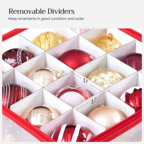 SONGMICS Cherry Red Large Christmas Ornament Storage Boxes Set of 2 - 256 Slots