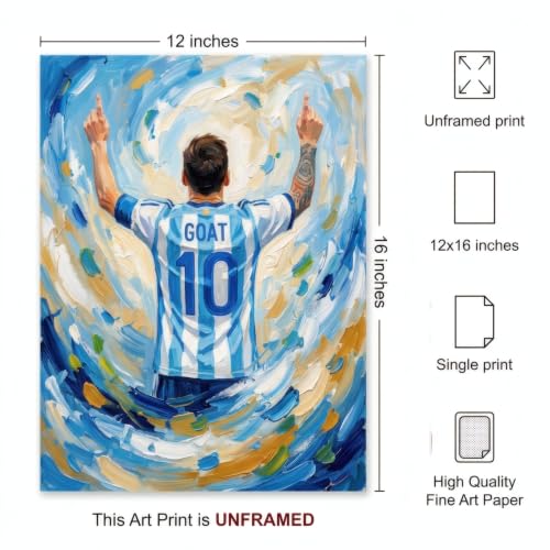 VeroTin Lionel Messi Wall Art Print 12x16in Unframed Soccer Poster