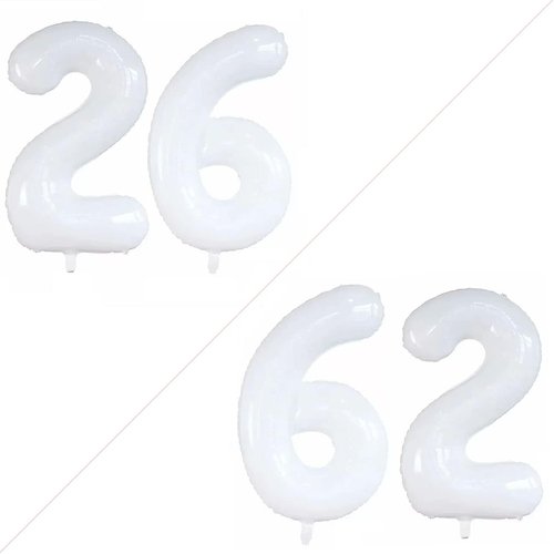 GOER Jumbo 26-Inch Foil Balloons - Perfect Decorations for 26th Birthday Party | White