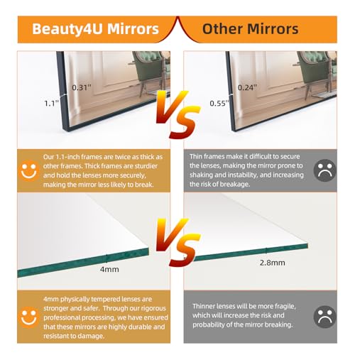 71" x 32" Full Length Floor Mirror with Metal Frame, Standing or Wall-Mounted