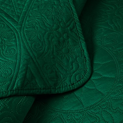 King Quilt Bedding Set - Lightweight Floral Bedspread with Pillow Shams