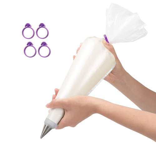 ilauke 100 Pack Cake Decorating Supplies 18 inch Piping Bags Disposable Thickened Large Pastry Bags with 4 Icing Bag Ties, Extra Thick Anti-Burst Piping Bags for Cookie