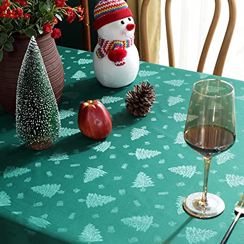 SASTYBALE 60 x 102 inch Green Christmas Tablecloth Rectangle with Tree & Gift Pattern