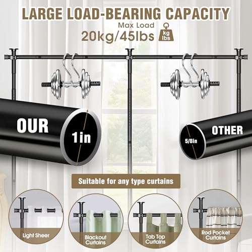 Adjustable Room Divider Curtain Rod, No-Drill Floor-to-Ceiling Tension Rod