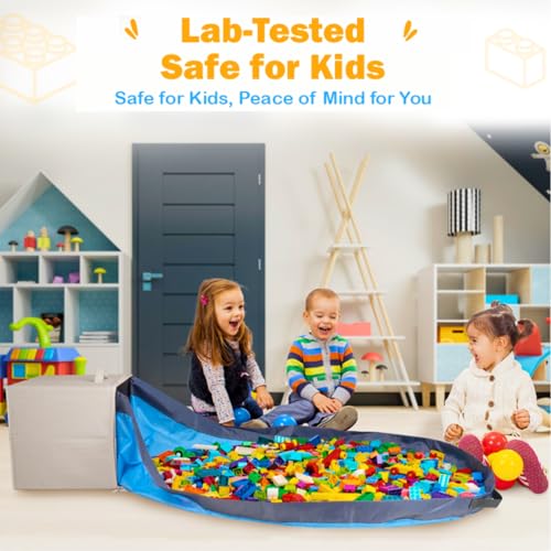 Toy Storage Organizer with Attached Play Mat - 13" Foldable Cubby Box
