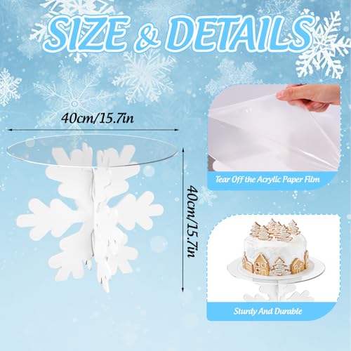 Whaline Snowflake Cake Stand 15.7in White Acrylic Dessert Display