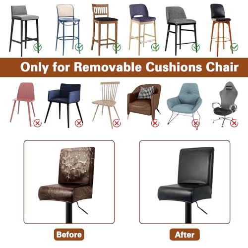 Stretch Waterproof Bar Stool Covers with Backs - 4 Pack Black
