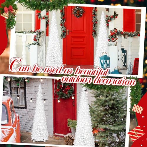 Leyndo 6 Pcs 5 ft Collapsible Artificial Christmas Tree, White