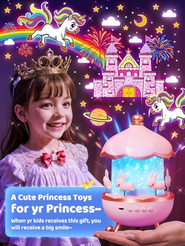Carousel Star Projector Night Light with 15 Sounds and 15 Films for Kids