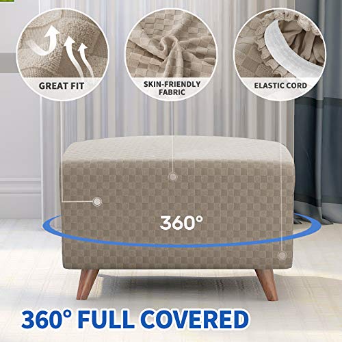 High Stretch Jacquard Ottoman Cover - Soft Rectangle Slipcover