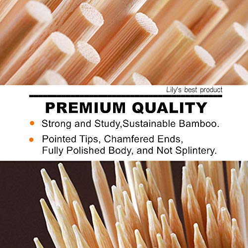 Natural Bamboo Skewers - 100 PCS, 6" Thick for BBQ, Kabob, & Parties
