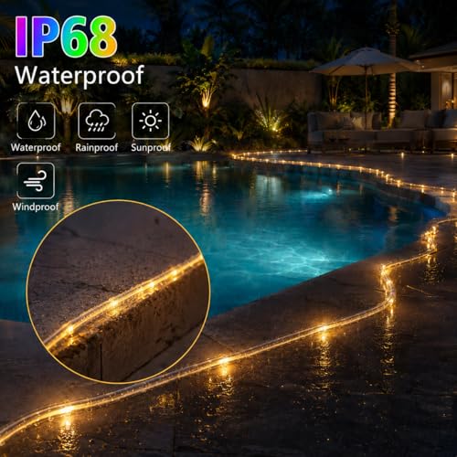 53ft 160 LED Waterproof Rope Lights, Battery & USB Powered Color Changing