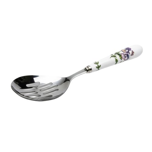 Portmeirion Botanic Garden 10" Slotted Spoon, Pansy Motif - Porcelain Handle & Stainless Steel, Chip-Resistant Glaze - Ideal for Home Gatherings & Intimate Dining, Must-Have Kitchen Tools