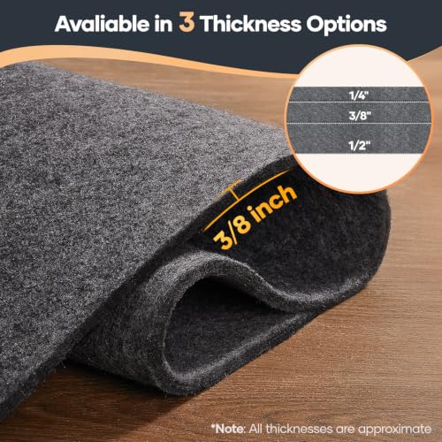 Felt Rug Pad 8x10 Ft, 1/2 Inch Thick Cushioned Carpet Underlay