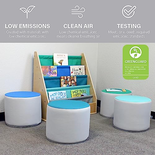 4-Piece Kids Round Foam Ottoman Set, 12-Inch Flexible Seating for Playrooms