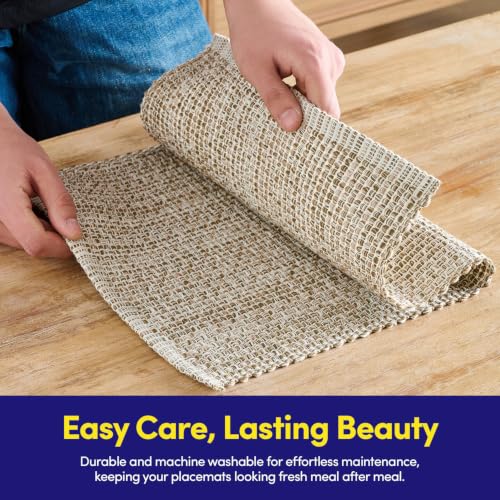 100% Cotton Woven Placemats - 13" x 19" Rectangle Table Mats, Set of 6