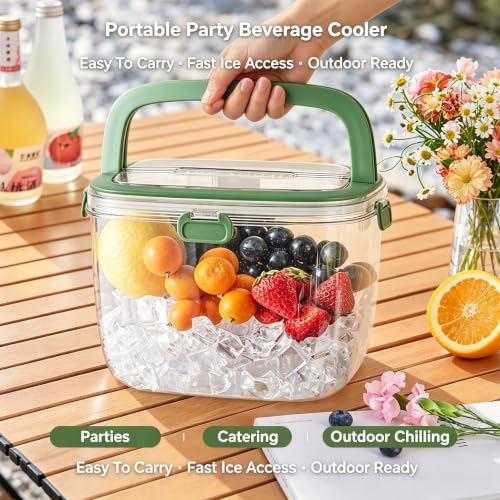 Large Capacity Ice Container with Lid for Freezer & Party Use - 4 Qt