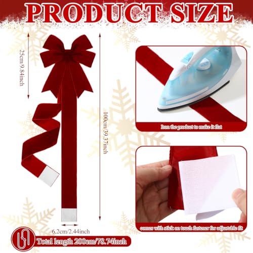 Burgundy Velvet Christmas Cabinet Bows with Ribbon - Set of 6 Holiday Decor