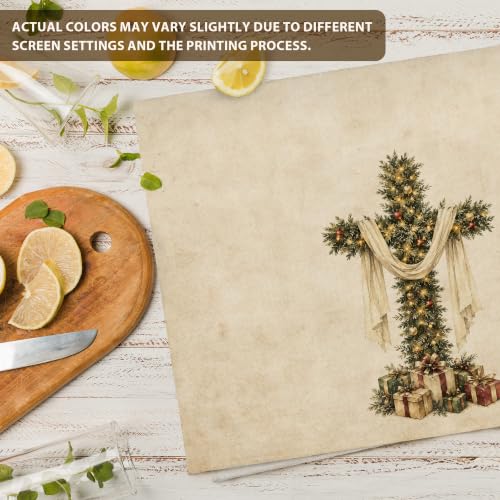 WAITPI Cross Tree Vintage Christian Christmas Kitchen Towels 16x24in – 24x16 Polyester