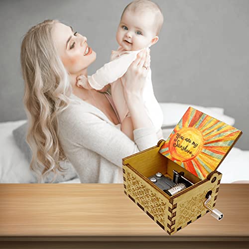 You Are My Sunshine Wooden Hand Crank Music Box - Vintage Mini Gift
