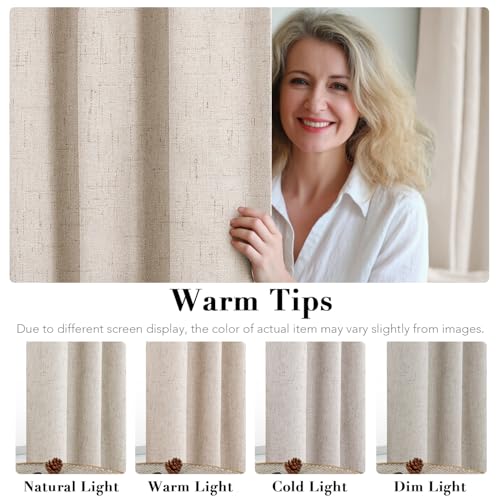 H.VERSAILTEX Linen 100% Blackout Curtains 84 Inch Grommet 2 Panels