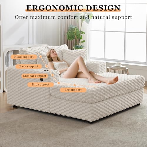 Oversized Corduroy Chaise Lounge with USB Charging and Cup Holders