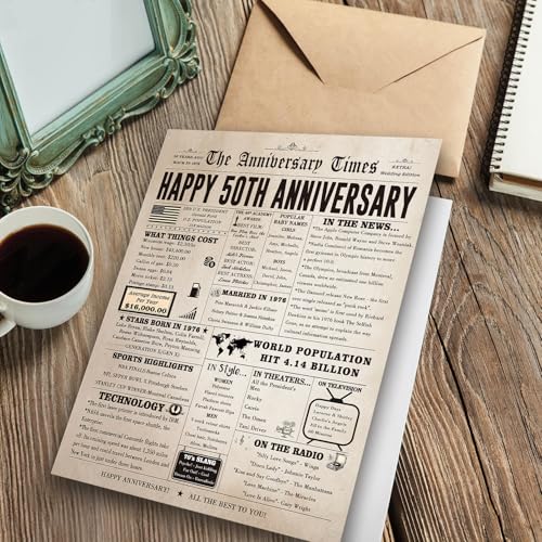 Jumbo 50th Anniversary Greeting Card - Large 10.6 x 7.9 Inch Keepsake