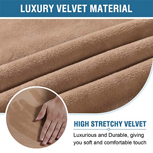 H.VERSAILTEX Velvet Home Office Chair Covers Stretchable Computer Desk Chair Covers Mid - High Back Universal Executive Boss Chair Covers Gaming Chair Cover Removable Machine Washable, Camel