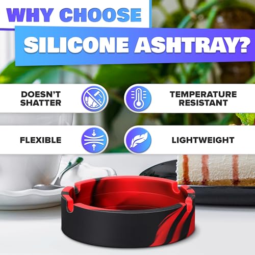 3-Pack Silicone Ashtray Set, Heat-Resistant Non-Stick Round Ash Tray