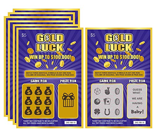 WINGKIND 6-Pack Gold Luck Pregnancy Announcement Fake Lottery Scratch Off Tickets